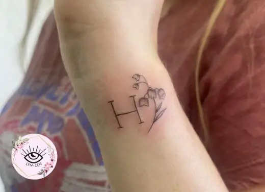 Letter H with Flower Bunch Tattoo