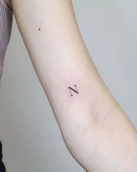 Letter N Initial Tattoo