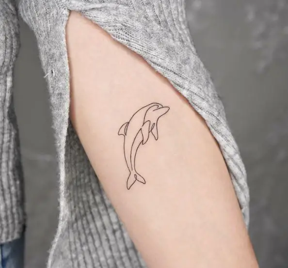 Lined Dolphin Forearm Tattoo Piece
