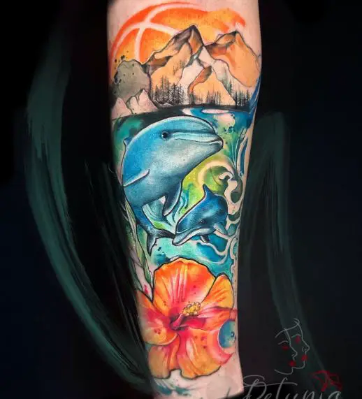 Ocean Scenery Full Sleeve Tattoo
