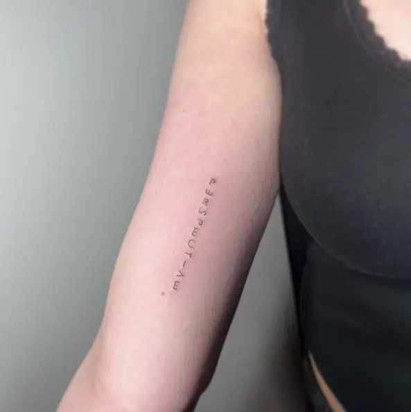 Perspective Lettering Arm Tattoo