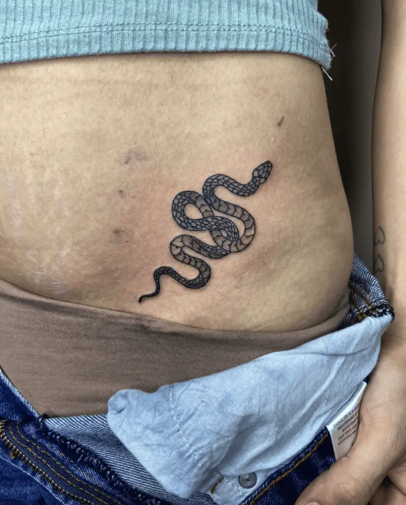 Rattle Snake on Black Ink Tattoo