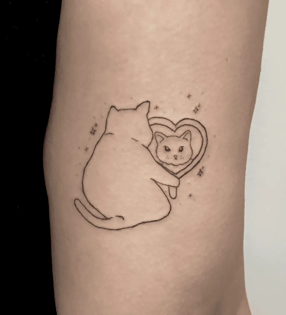 Self Love Cat with Sparkle Tattoo