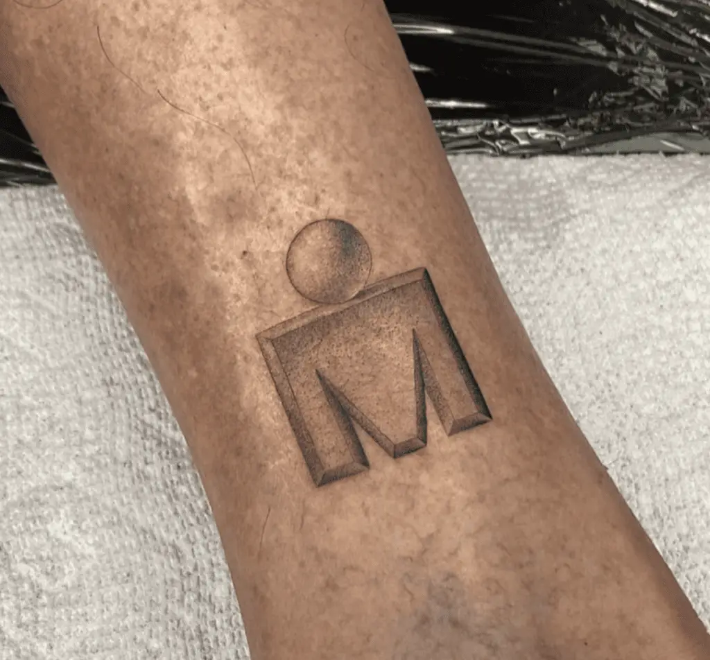 Simple M Dot Shading Tattoo