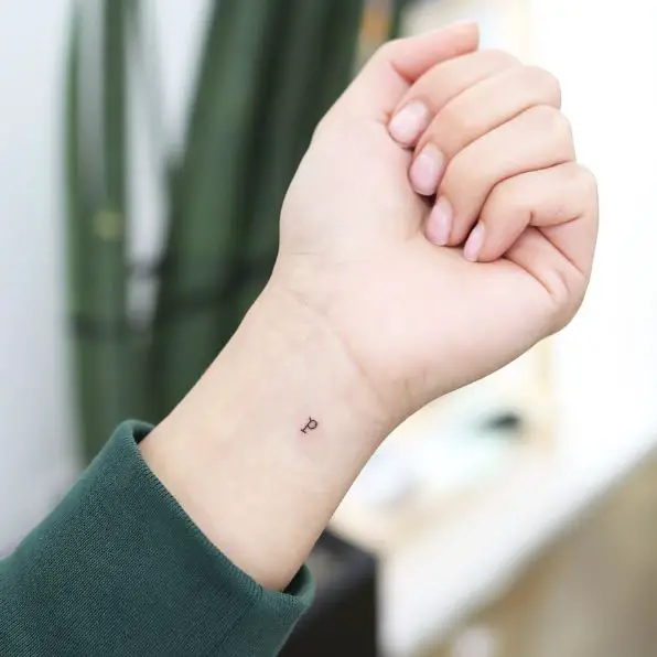 Tiny Letter P Wrist Tattoo