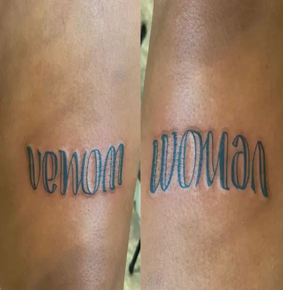 Venom and Woman Ambigram Tattoo