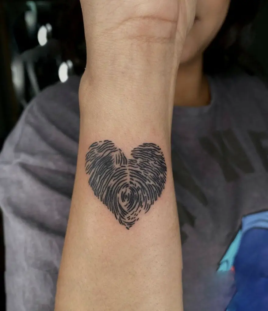 Basic Heart Shape Fingerprint Arm Tattoo