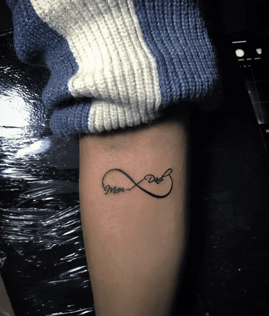 Basic Mom and Dad in Infinity Symbol Arm Tattoo
