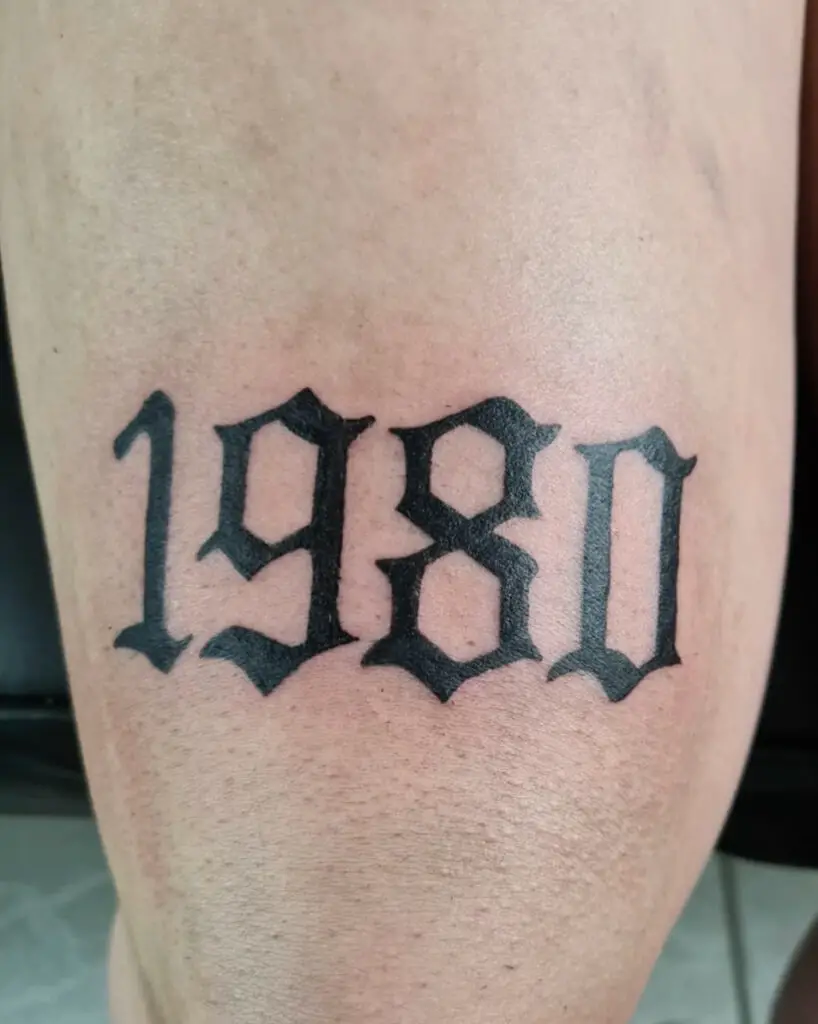 Black Ink 1980 Knee Tattoo