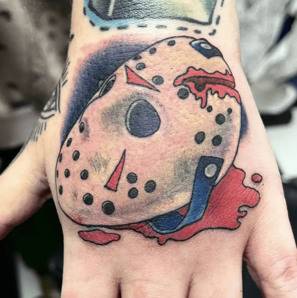 Bloody Mask Hand Tattoo