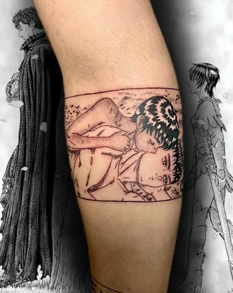 Casca Kissing Guts on the Cheek Arm Tattoo
