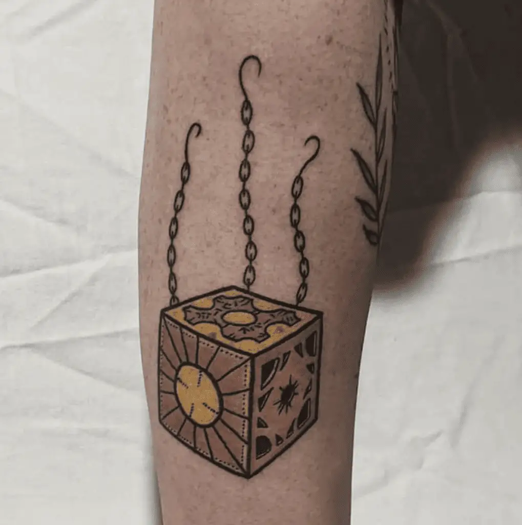 Colored Puzzle Box With Chains Tattoo