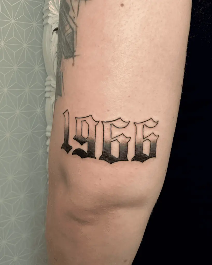 Gradient Year Lettering Arm Tattoo