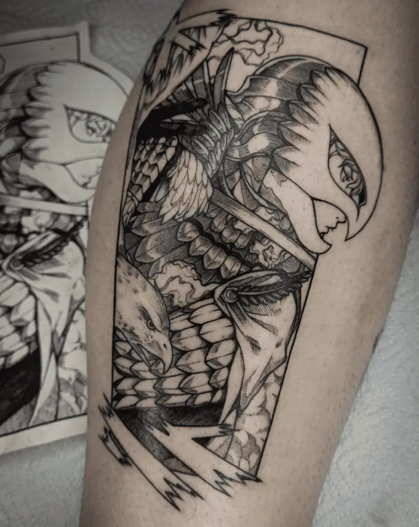 Griffith on The Battle Manga Panel Leg Tattoo