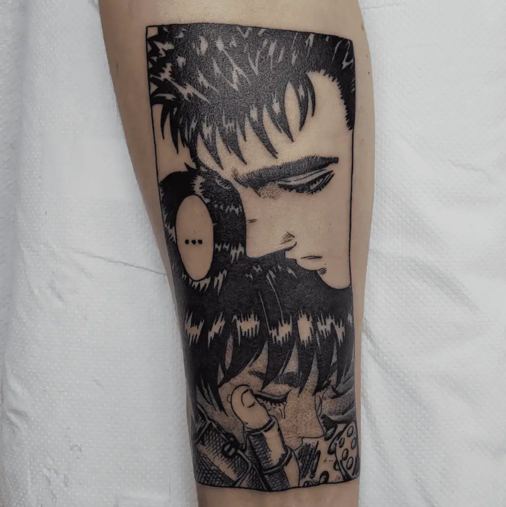 Guts Wipes Tear of Casca Manga Panel Arm Tattoo