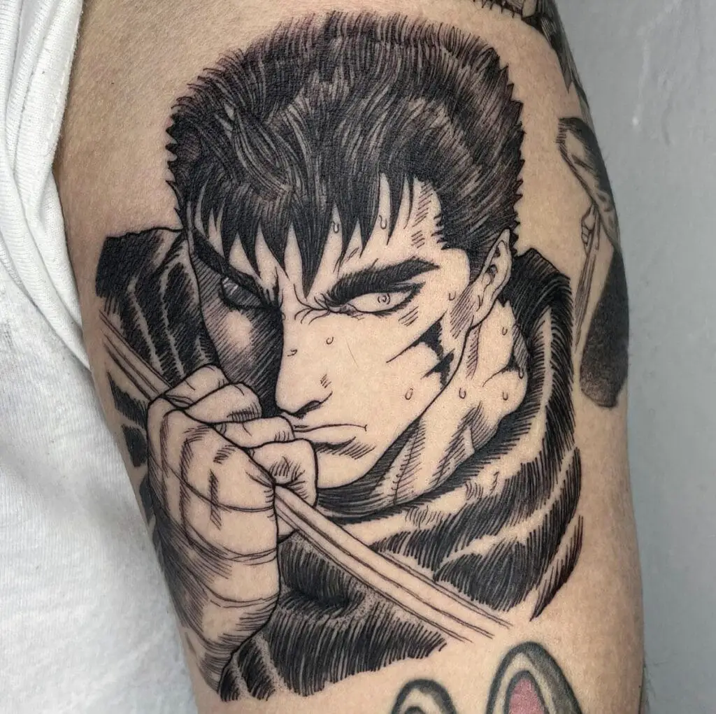 Guts With Face Cuts Arm Tattoo