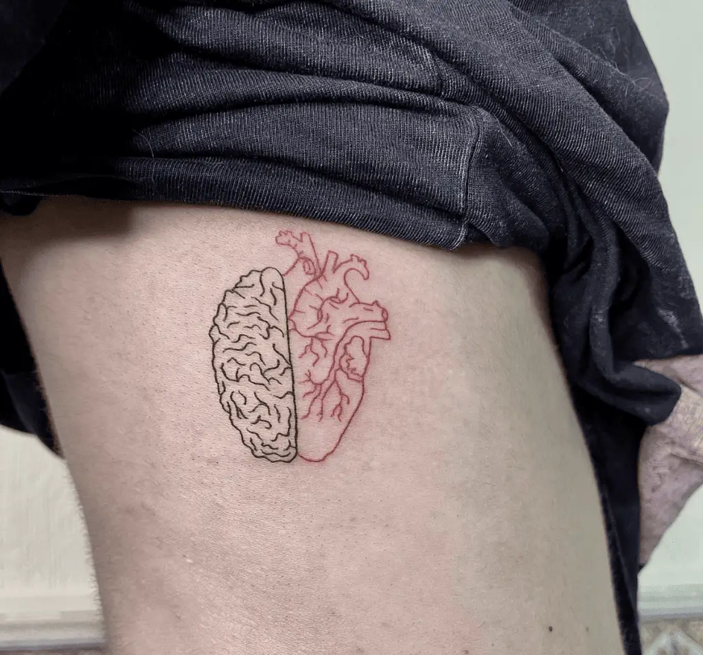 Half Brain Half Heart Tattoo