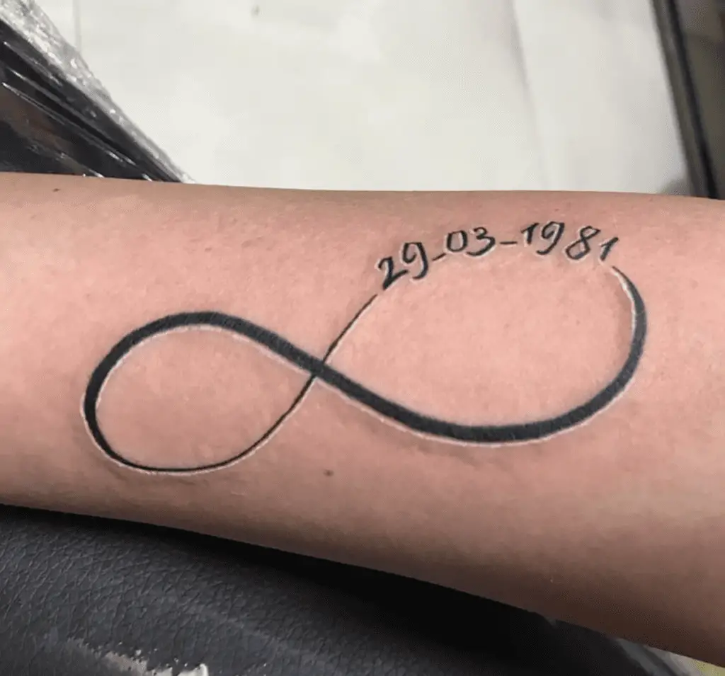 Infinity Band Date Arm Tattoo