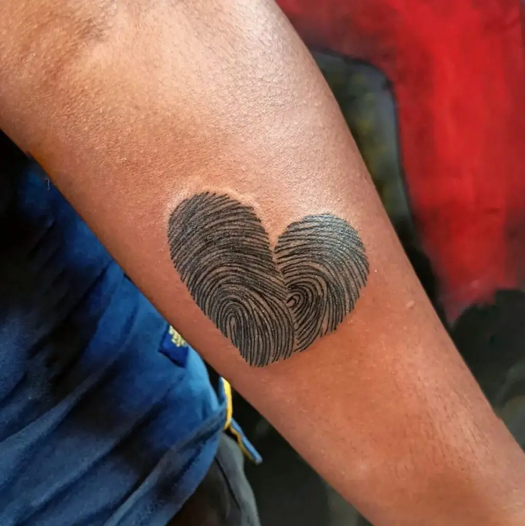 Love Fingerprint Arm Tattoo