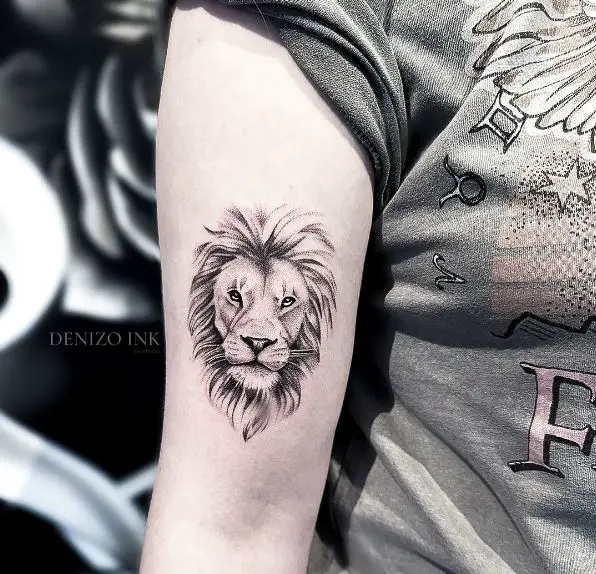 Mini Lion Face Arm Tattoo