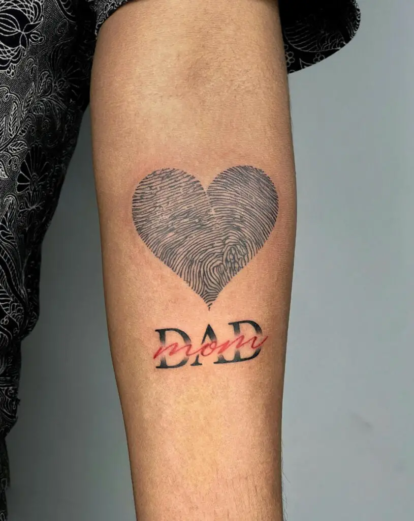 Mom and Dad Fingerprint Arm Tattoo