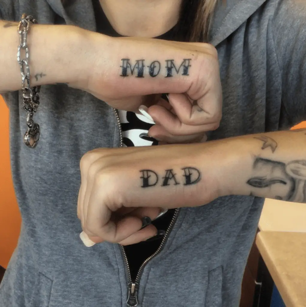 Mom and Dad Side Hand Tattoo