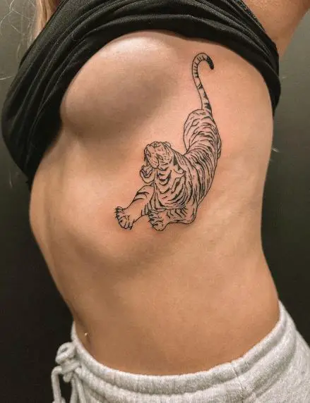 Roaring Tiger Rib Tattoo