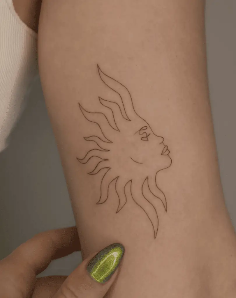 Side Profile Sun Face Tattoo