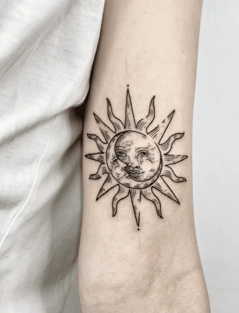 Sun And Moon Celestial Tattoo