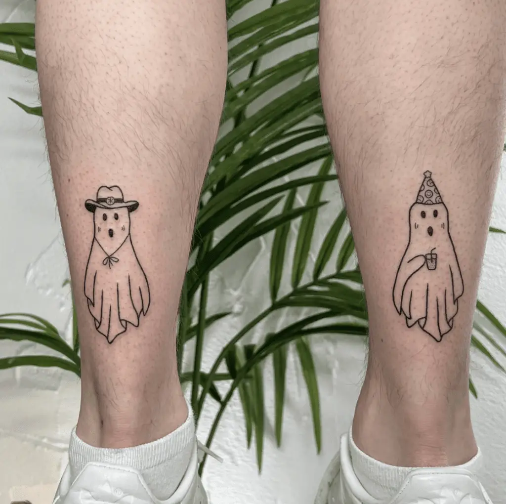 Two Ghost Wearing a Hat Tattoo
