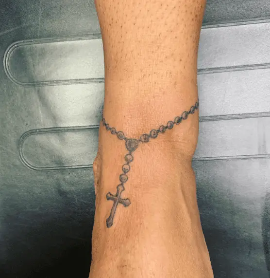 Greyscale Rosary Beads Anklet Tattoo