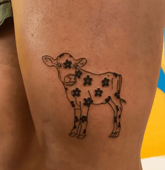 Flower Spotted Cow Tattoo