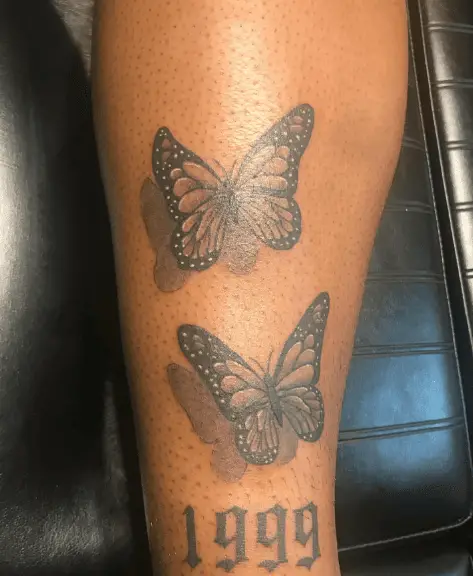 Twin Butterflies with 1999 Year Tattoo
