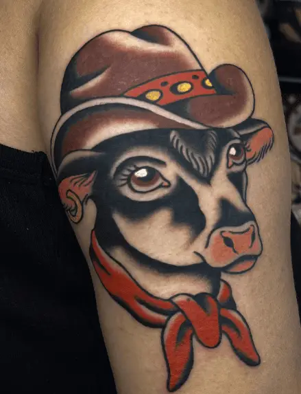 Cow Boy Cow Head Tattoo