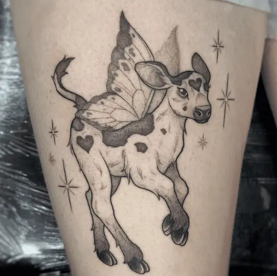 Cow with Wings Tattoo