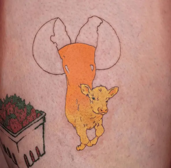 Smooth Yellow Cow Egg Tattoo