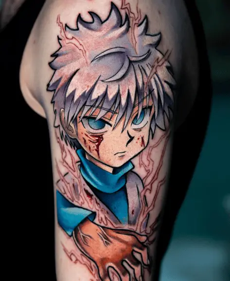 Killua Zoldyck Colored Arm Tattoo
