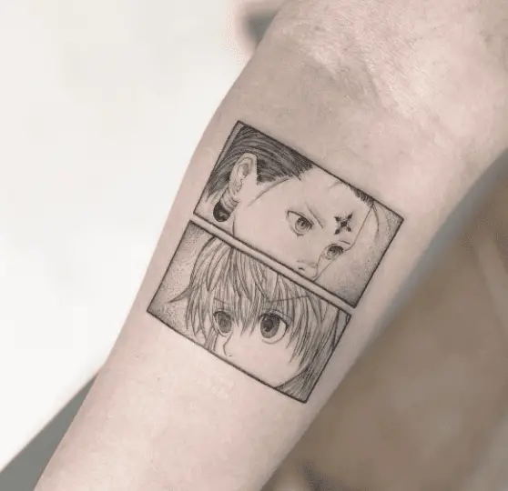 Black and Grey Manga Strip Tattoo