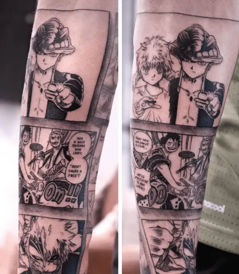 Ichigo from Bleach Manga Panel Sleeve Tattoo