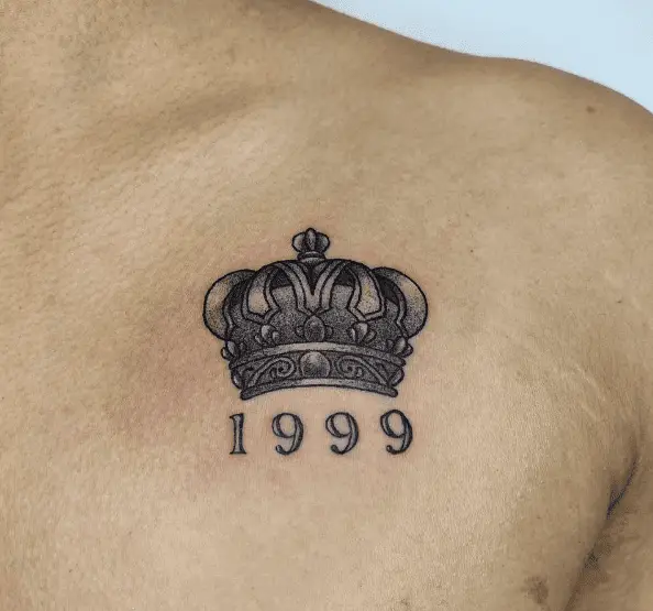 Crown and 1999 Year Chest Tattoo