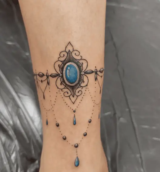Blue Stone Jewelry Ankle Tattoo
