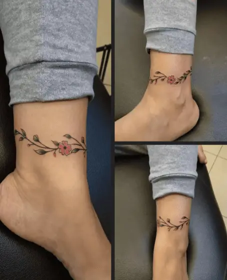 Floral Anklet Tattoo Piece