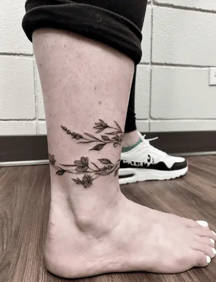 Birthflowers and Other Florals Anklet Tattoo