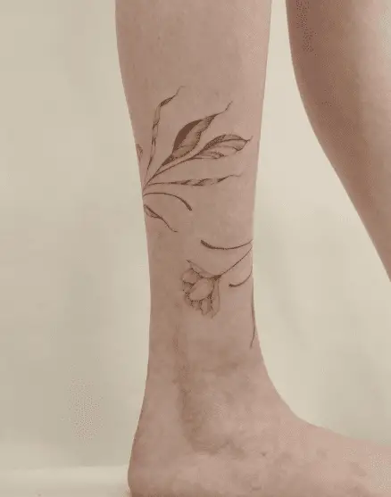 Flowing Flower Anklet Tattoo