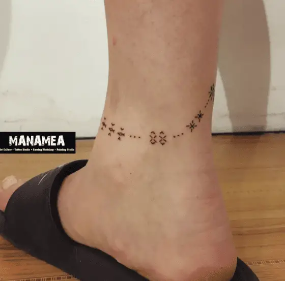 Lined Stars Anklet Tattoo