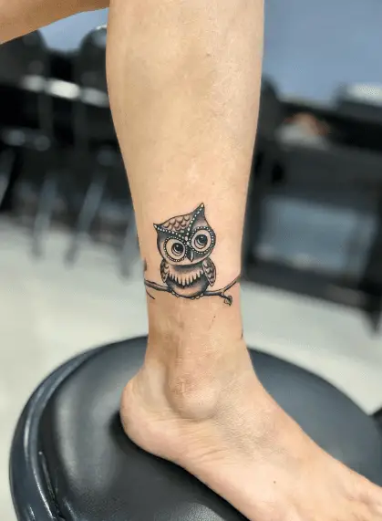 Owl Anklet Tattoo Piece