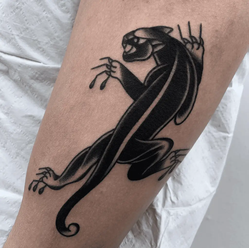 Black Panther With Bleeding Scratch Marks Leg Tattoo