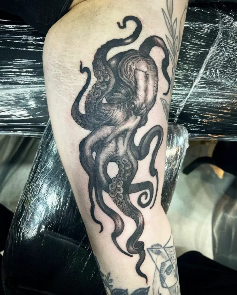 Detailed Kraken Arm Tattoo