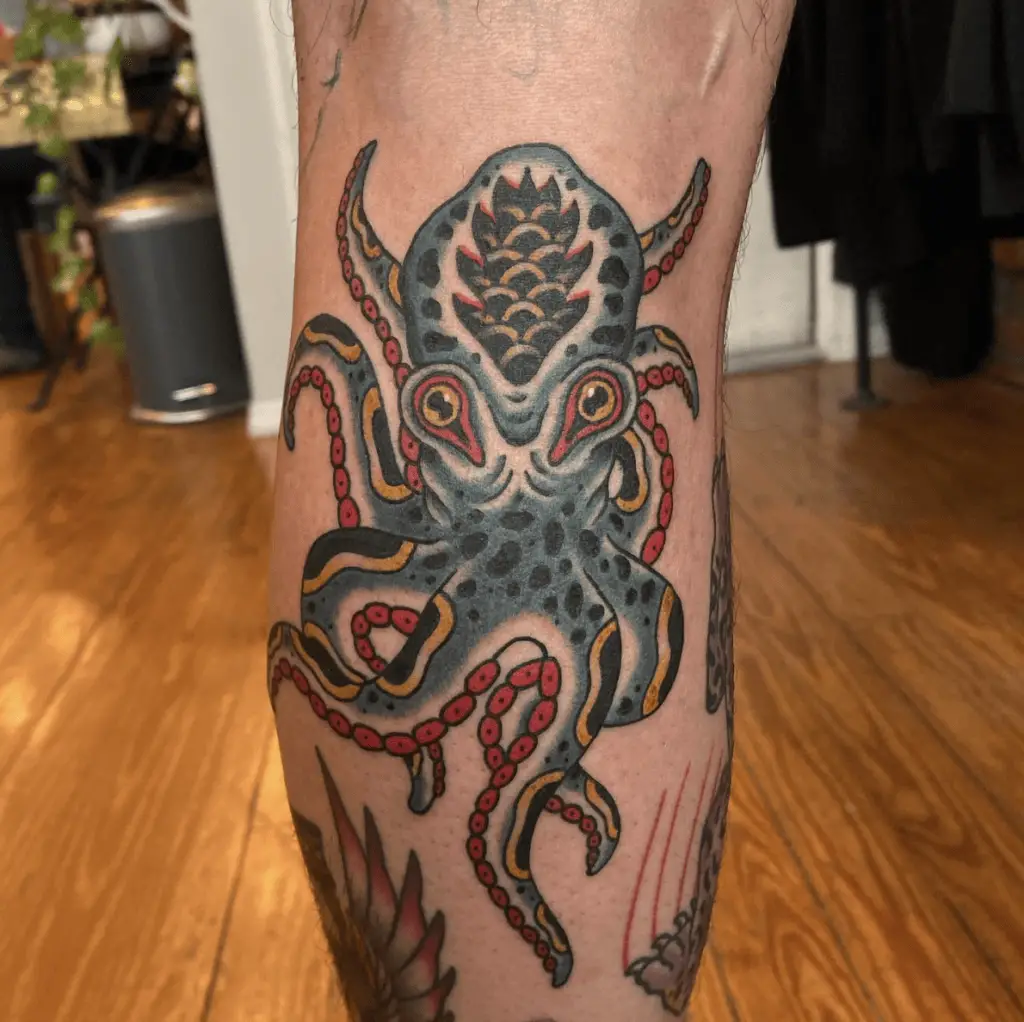 Blue Giant Octopus Leg Tattoo