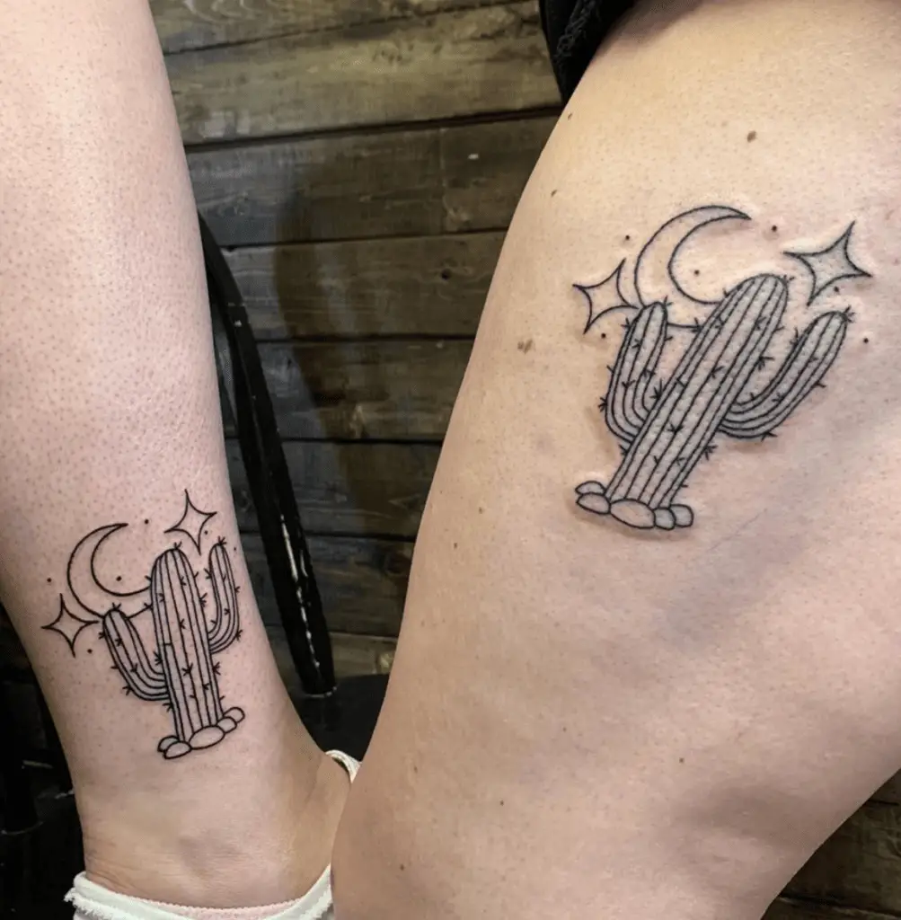 Celestial Cactus Matching Tattoos